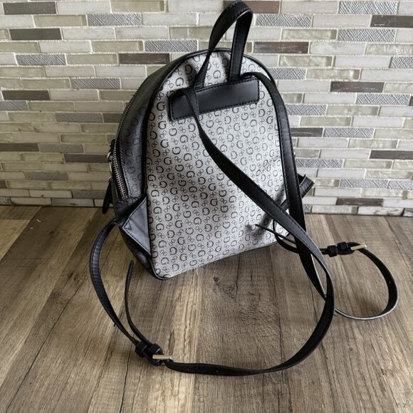 Guess Black Grey Signature Two-Tone Color Mini Backpack Purse front Pocket - Picture 6 of 8